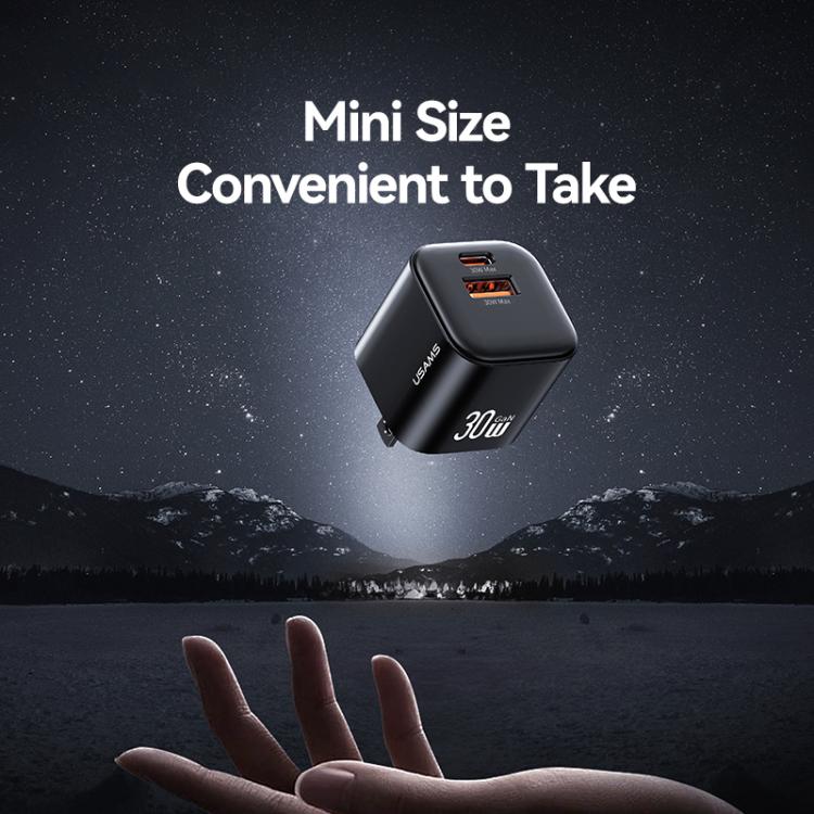 Sạc nhanh mini 30W GaN USB-C / Type-C và USB hai cổng USAMS CC270, phích cắm Mỹ