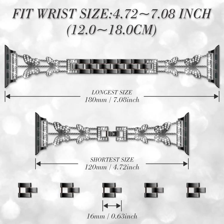 Dây Đeo Đồng Hồ Kim Loại Hình Kim Cương Hình Cánh Bướm xDfind, Dành Cho Apple Watch 42 / 44 / 45 / 46 / 49mm, Dành Cho Apple Watch 38 / 40 / 41 / S10 42mm