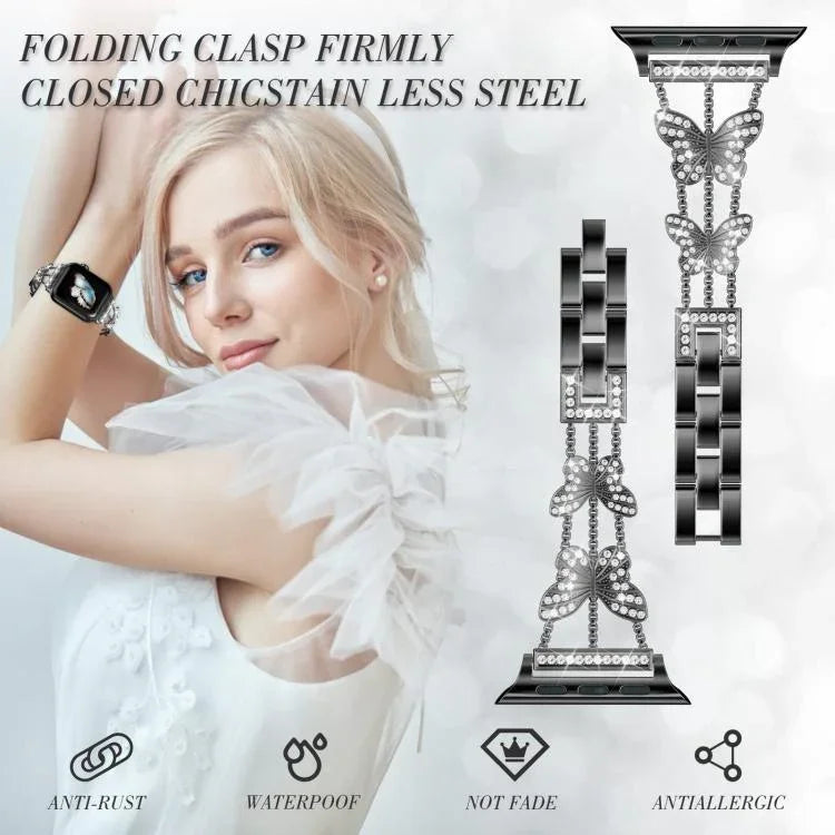 Dây Đeo Đồng Hồ Kim Loại Hình Kim Cương Hình Cánh Bướm xDfind, Dành Cho Apple Watch 42 / 44 / 45 / 46 / 49mm, Dành Cho Apple Watch 38 / 40 / 41 / S10 42mm