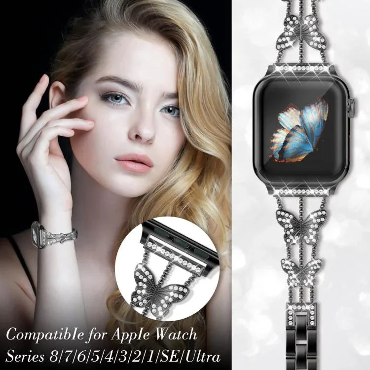 Dây Đeo Đồng Hồ Kim Loại Hình Kim Cương Hình Cánh Bướm xDfind, Dành Cho Apple Watch 42 / 44 / 45 / 46 / 49mm, Dành Cho Apple Watch 38 / 40 / 41 / S10 42mm