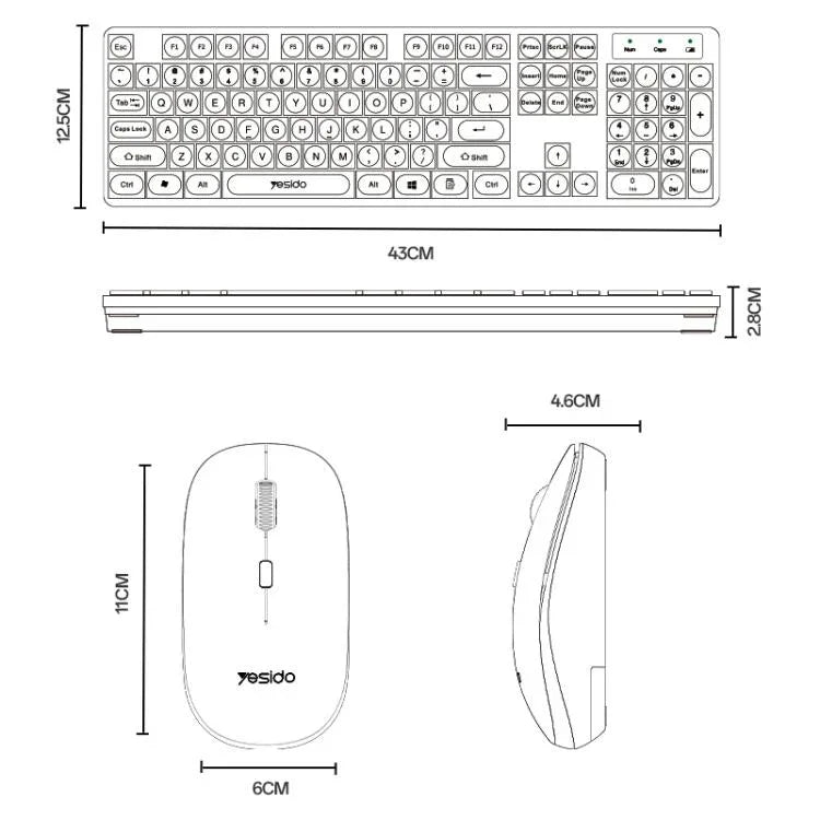 Bộ bàn phím chuột không dây 2.4G Yesido KB42 phiên bản kinh doanh, phiên bản tiếng Ả Rập, phiên bản tiếng Anh