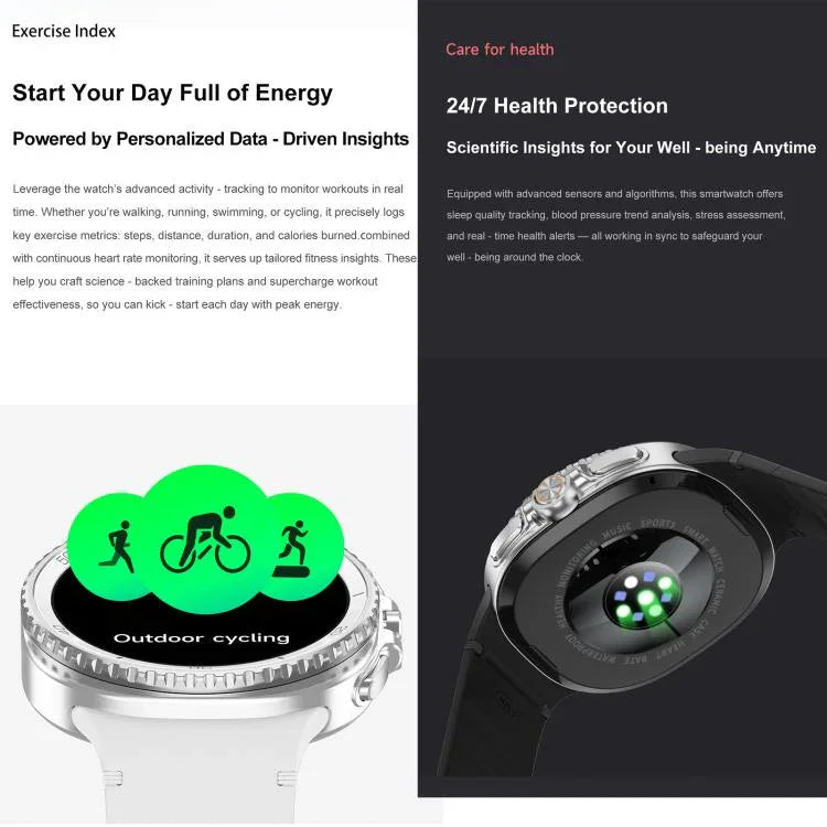 Đồng hồ thông minh HD8C 1.43 inch BT5.4 với mặt xoay, Hỗ trợ Gọi Bluetooth / Giấc ngủ / Oxy trong máu / Nhịp tim / Huyết áp