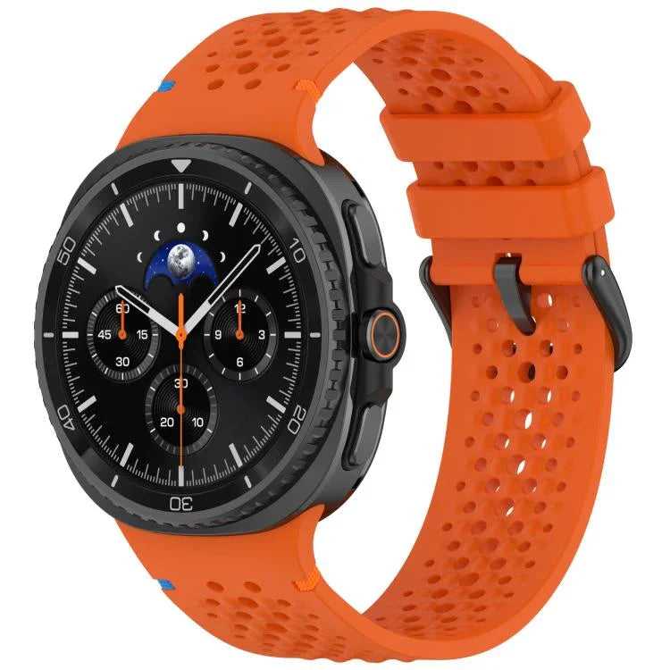 Dây đồng hồ silicone thoáng khí tổ ong khóa đen hợp kim xDfind, Dành cho Samsung Galaxy Watch8 / Watch8 Classic
