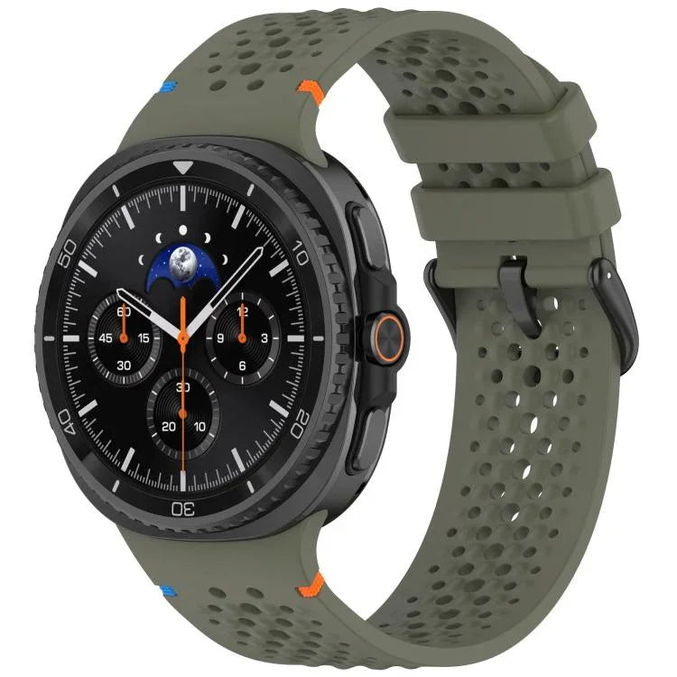 Dây đồng hồ silicone thoáng khí tổ ong khóa đen hợp kim xDfind, Dành cho Samsung Galaxy Watch8 / Watch8 Classic