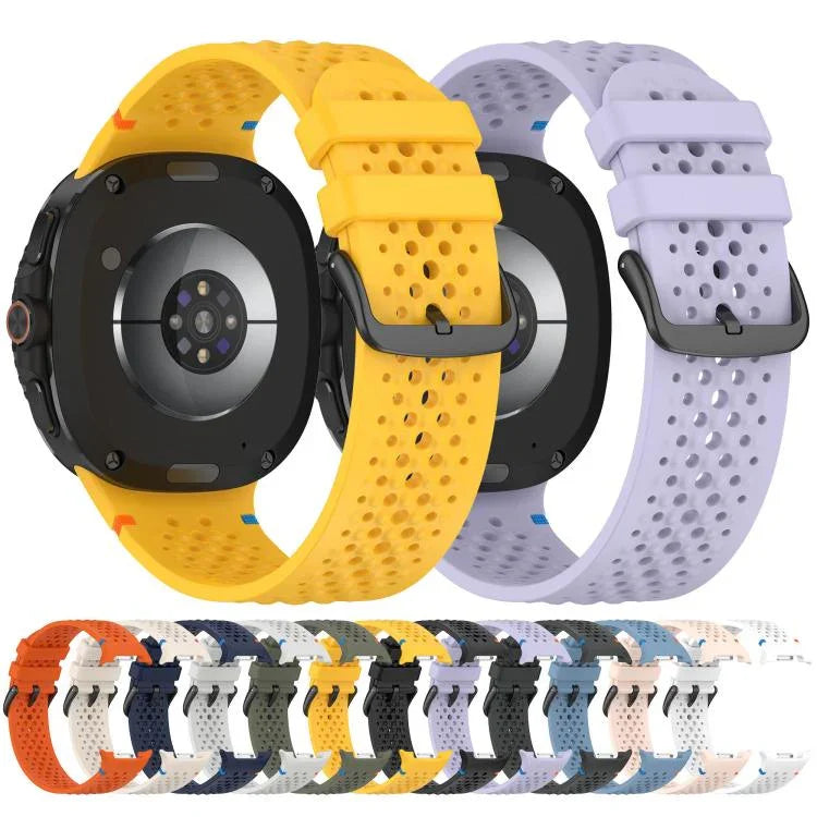 Dây đồng hồ silicone thoáng khí tổ ong khóa đen hợp kim xDfind, Dành cho Samsung Galaxy Watch8 / Watch8 Classic