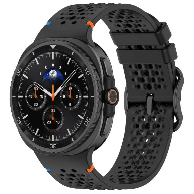 Dây đồng hồ silicone thoáng khí tổ ong khóa đen dạng thang xDfind, Dành cho Samsung Galaxy Watch8 / Watch8 Classic