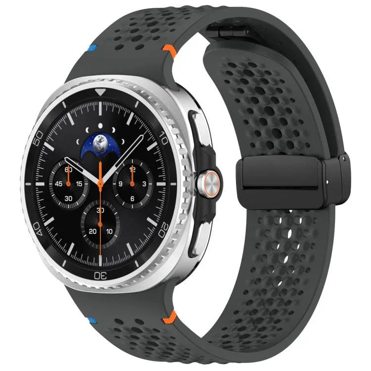 Dây đồng hồ silicone thoáng khí tổ ong khóa đen từ tính xDfind, Dành cho Samsung Galaxy Watch8 / Watch8 Classic