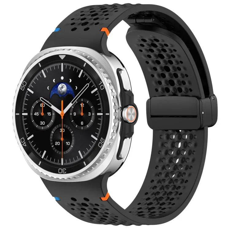 Dây đồng hồ silicone thoáng khí tổ ong khóa đen từ tính xDfind, Dành cho Samsung Galaxy Watch8 / Watch8 Classic