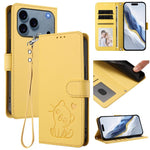 Ốp lưng điện thoại da dập nổi hình mèo trái tim có dây đeo tay, dành cho iPhone 17e / 16e, iPhone 17 Pro Max, iPhone 17 Pro, iPhone 17