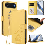 Ốp lưng điện thoại da dập nổi hình mèo trái tim có dây đeo tay, dành cho iPhone Air, iPhone 16 Pro Max, iPhone 16 Pro, iPhone 16 Plus