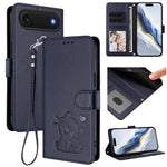 Ốp lưng điện thoại da dập nổi hình mèo trái tim có dây đeo tay, dành cho iPhone Air, iPhone 16 Pro Max, iPhone 16 Pro, iPhone 16 Plus