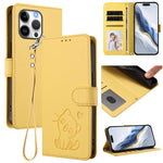 Ốp lưng điện thoại da dập nổi hình mèo trái tim có dây đeo tay, dành cho iPhone Air, iPhone 16 Pro Max, iPhone 16 Pro, iPhone 16 Plus