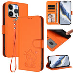 Ốp lưng điện thoại da dập nổi hình mèo trái tim có dây đeo tay, dành cho iPhone Air, iPhone 16 Pro Max, iPhone 16 Pro, iPhone 16 Plus