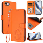 Ốp điện thoại da hình mèo trái tim nổi với dây đeo tay, Dành cho iPhone 14 Pro Max, Dành cho iPhone 7 / 8 / SE 2022, Dành cho iPhone 13 Pro Max, Dành cho iPhone 13 Pro