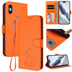 Ốp điện thoại da hình mèo trái tim nổi kèm dây đeo tay, dành cho iPhone 11 Pro Max, iPhone 11, iPhone 11 Pro, iPhone X / XS