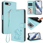 Ốp điện thoại da hình mèo trái tim nổi kèm dây đeo tay, dành cho iPhone XR, iPhone XS Max, iPhone 7 Plus / 8 Plus