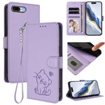 Ốp điện thoại da hình mèo trái tim nổi kèm dây đeo tay, dành cho iPhone XR, iPhone XS Max, iPhone 7 Plus / 8 Plus