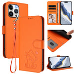 Ốp điện thoại da hình mèo trái tim nổi với dây đeo tay, Dành cho iPhone 14 Pro Max, Dành cho iPhone 7 / 8 / SE 2022, Dành cho iPhone 13 Pro Max, Dành cho iPhone 13 Pro