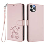 Ốp điện thoại da hình mèo trái tim nổi kèm dây đeo tay, dành cho iPhone 11 Pro Max, iPhone 11, iPhone 11 Pro, iPhone X / XS