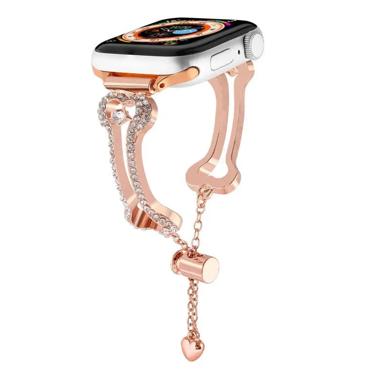 Dây Đeo Đồng Hồ Kim Loại Hình Xương Đính Kim Cương, Dành Cho Apple Watch 46mm / 49mm / 45mm / 44mm, Dành Cho Apple Watch 42mm / 41mm / 40mm / 38mm