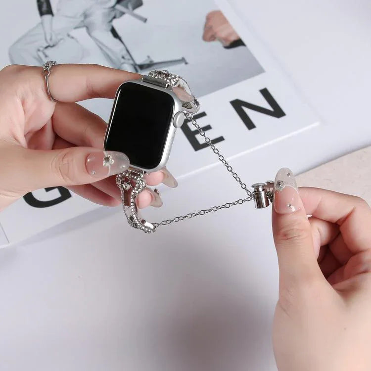 Dây Đeo Đồng Hồ Kim Loại Hình Xương Đính Kim Cương, Dành Cho Apple Watch 46mm / 49mm / 45mm / 44mm, Dành Cho Apple Watch 42mm / 41mm / 40mm / 38mm