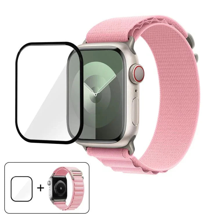 Dây Đeo Đồng Hồ Nylon Vòng Khóa Với Màng Cong 3D, Dành Cho Apple Watch Series 10 46mm