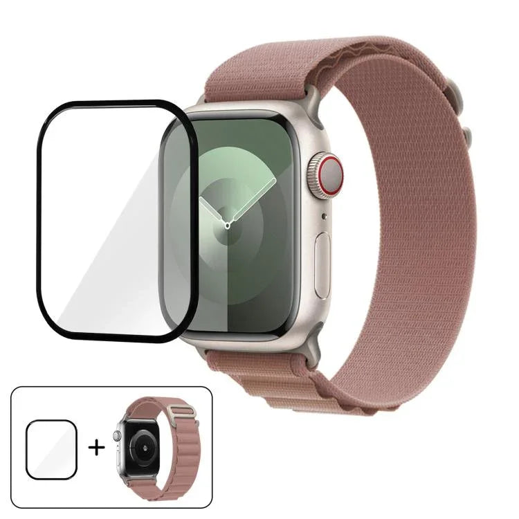 Dây Đeo Đồng Hồ Nylon Vòng Khóa Với Màng Cong 3D, Dành Cho Apple Watch Series 44mm