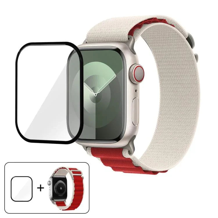 Dây Đeo Đồng Hồ Nylon Vòng Khóa Với Màng Cong 3D, Dành Cho Apple Watch Series 45mm