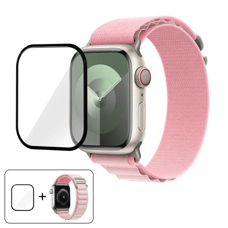 Dây đồng hồ nylon khóa vòng với phim cong 3D, Dành cho Apple Watch Series 41mm