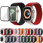 Dây đồng hồ nylon khóa vòng với phim cong 3D, Dành cho Apple Watch Series 41mm