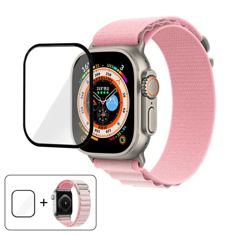 Dây Đeo Đồng Hồ Nylon Vòng Khóa Với Màng Cong 3D, Dành Cho Apple Watch Ultra 2 / 1 49mm
