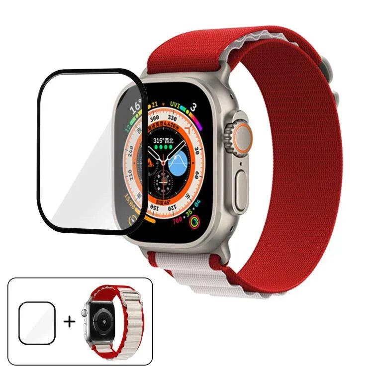 Dây Đeo Đồng Hồ Nylon Vòng Khóa Với Màng Cong 3D, Dành Cho Apple Watch Ultra 2 / 1 49mm