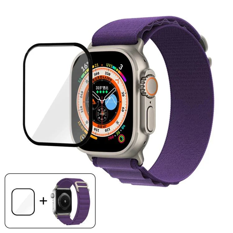 Dây Đeo Đồng Hồ Nylon Vòng Khóa Với Màng Cong 3D, Dành Cho Apple Watch Ultra 2 / 1 49mm