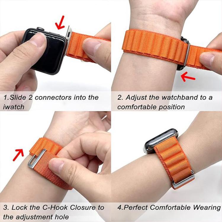 Dây Đeo Đồng Hồ Nylon Vòng Khóa Với Màng Cong 3D, Dành Cho Apple Watch Series 10 42mm