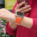 Dây đồng hồ nylon khóa vòng với phim cong 3D, Dành cho Apple Watch Series 41mm