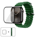 Dây đồng hồ silicone Ocean với phim cong 3D, Dành cho Apple Watch Series 10 46mm, Dành cho Apple Watch Series 10 42mm, Dành cho Apple Watch Series 44mm