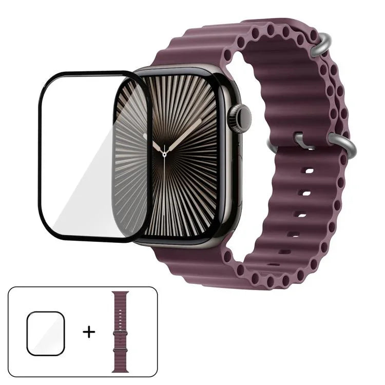 Dây đồng hồ silicone Ocean với phim cong 3D, Dành cho Apple Watch Series 40mm, Dành cho Apple Watch Ultra 2 / 1 49mm, Dành cho Apple Watch Series 45mm