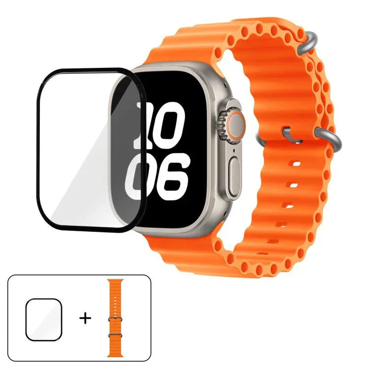 Dây đồng hồ silicone Ocean với phim cong 3D, Dành cho Apple Watch Series 40mm, Dành cho Apple Watch Ultra 2 / 1 49mm, Dành cho Apple Watch Series 45mm