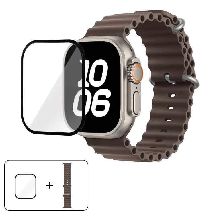 Dây đồng hồ silicone Ocean với phim cong 3D, Dành cho Apple Watch Series 40mm, Dành cho Apple Watch Ultra 2 / 1 49mm, Dành cho Apple Watch Series 45mm