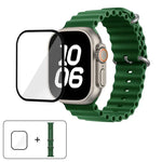Dây đồng hồ silicone Ocean với phim cong 3D, Dành cho Apple Watch Series 40mm, Dành cho Apple Watch Ultra 2 / 1 49mm, Dành cho Apple Watch Series 45mm