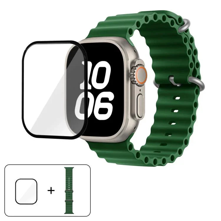 Dây đồng hồ silicone Ocean với phim cong 3D, Dành cho Apple Watch Series 40mm, Dành cho Apple Watch Ultra 2 / 1 49mm, Dành cho Apple Watch Series 45mm