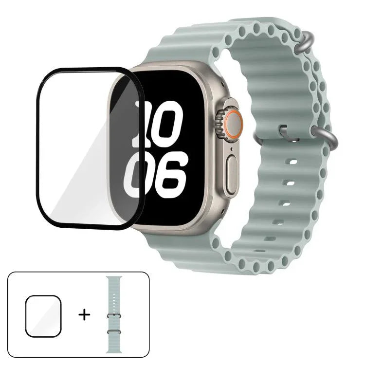 Dây đồng hồ silicone Ocean với phim cong 3D, Dành cho Apple Watch Series 40mm, Dành cho Apple Watch Ultra 2 / 1 49mm, Dành cho Apple Watch Series 45mm