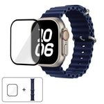 Dây đồng hồ silicone Ocean với phim cong 3D, Dành cho Apple Watch Series 40mm, Dành cho Apple Watch Ultra 2 / 1 49mm, Dành cho Apple Watch Series 45mm