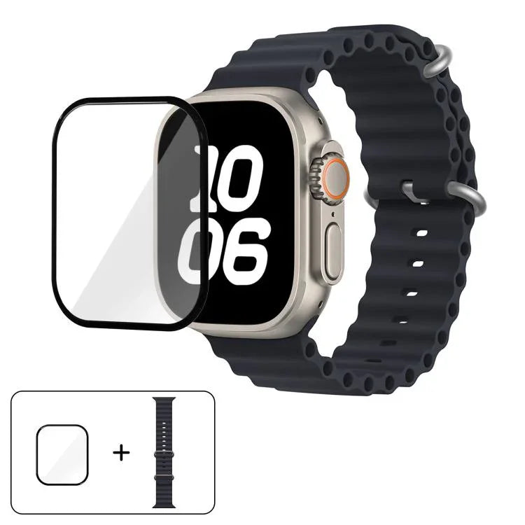 Dây đồng hồ silicone Ocean với phim cong 3D, Dành cho Apple Watch Series 40mm, Dành cho Apple Watch Ultra 2 / 1 49mm, Dành cho Apple Watch Series 45mm