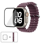 Dây đồng hồ silicone Ocean với phim cong 3D, Dành cho Apple Watch Series 40mm, Dành cho Apple Watch Ultra 2 / 1 49mm, Dành cho Apple Watch Series 45mm