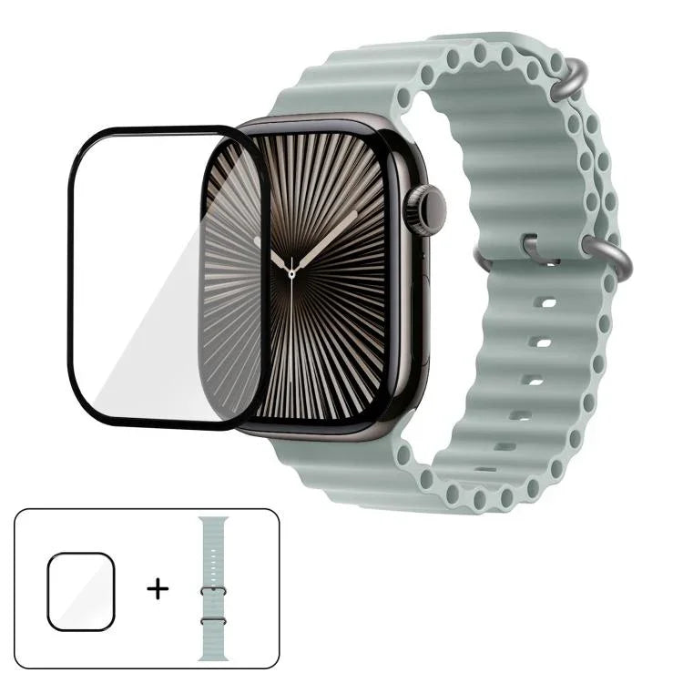 Dây đồng hồ silicone Ocean với phim cong 3D, Dành cho Apple Watch Series 41mm, Dành cho Apple Watch Series 38mm, Dành cho Apple Watch Series 42mm