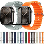 Dây đồng hồ silicone Ocean với phim cong 3D, Dành cho Apple Watch Series 10 46mm, Dành cho Apple Watch Series 10 42mm, Dành cho Apple Watch Series 44mm