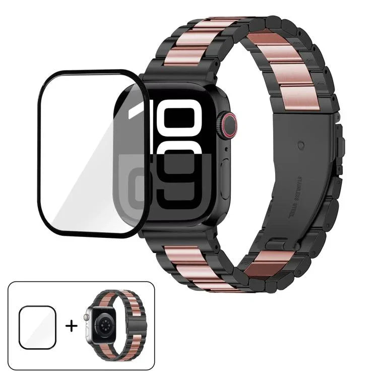 Dây đồng hồ thép không gỉ ba hạt với phim cong 3D, Dành cho Apple Watch Series 42mm