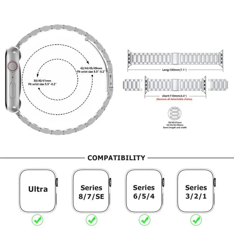 Dây đồng hồ thép không gỉ ba hạt với phim cong 3D, Dành cho Apple Watch Series 42mm