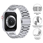 Dây đồng hồ thép không gỉ ba hạt với phim cong 3D, Dành cho Apple Watch Ultra 2 / 1 49mm, Dành cho Apple Watch Series 45mm, Dành cho Apple Watch Series 41mm, Dành cho Apple Watch Series 38mm